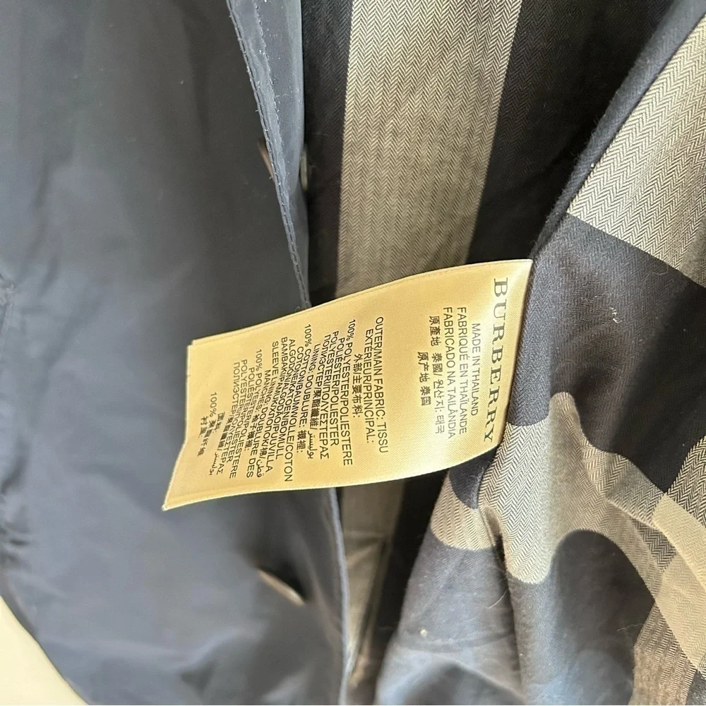 Burberry Brit Navy Hooded Short Trench Coat sz XS - Picture 3 of 9